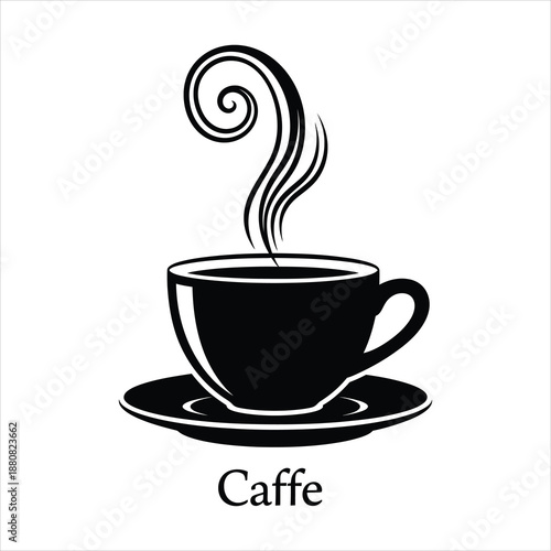 Steaming cup of coffee on a saucer