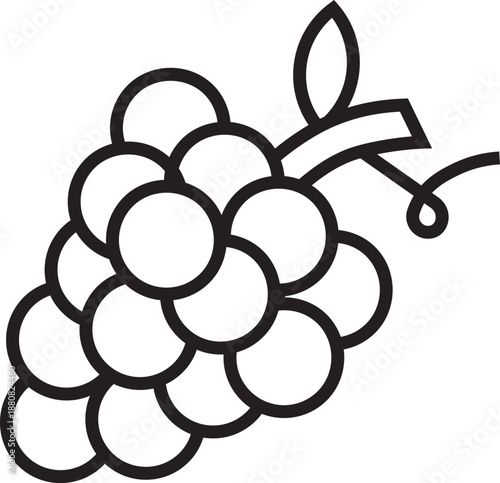 Grapes icon vector set. Grapes icons line multiple style collections. Illustrator grape bunch with leaf simple black.
