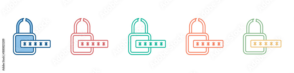 Fototapeta premium password haking Icon Set Multiple Style Collection