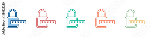 password haking Icon Set Multiple Style Collection