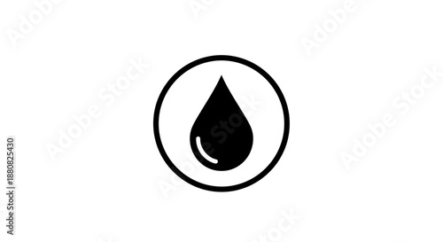 Black water drop icon in circle.