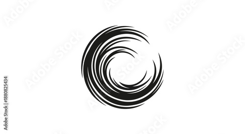 Black swirl abstract circular motion.