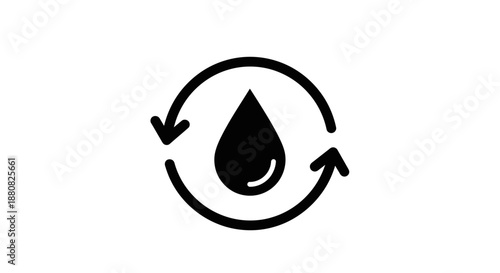 Recycling water drop symbol icon.