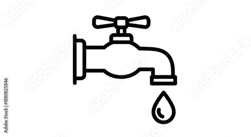 Water faucet with a single drop.