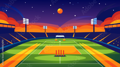 Vibrant night tennis court