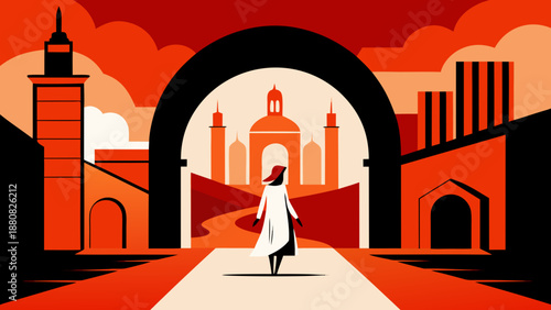 Journey through the arched gateway
