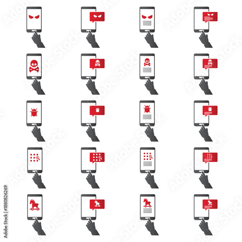 Mobile phone malware icon set