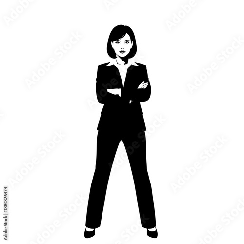 Confident Businesswoman Standing with Arms Crossed.