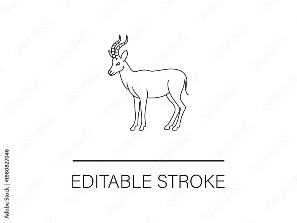 Fototapeta premium Minimalist illustration of an antelope with editable stroke.