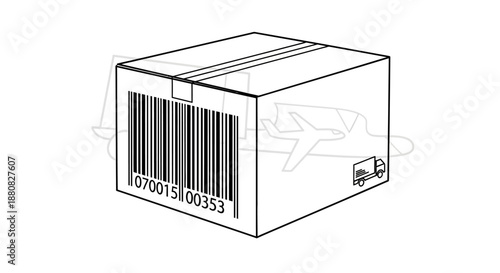Barcode box with shipping label.