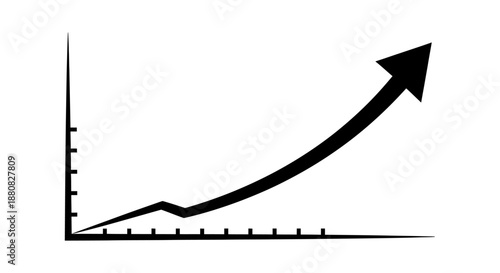Black graph with rising arrow.