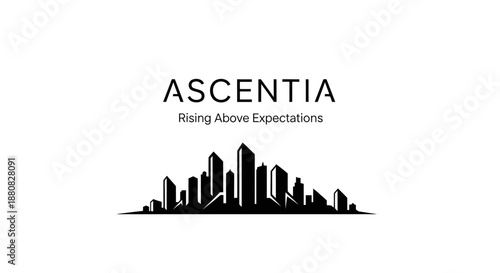 City skyline silhouette with tall buildings.