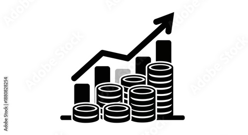 Increasing financial growth with coins stacked.