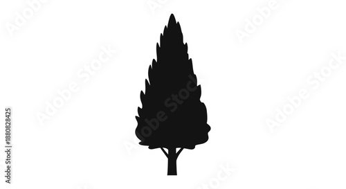 Silhouette of a single pine tree.