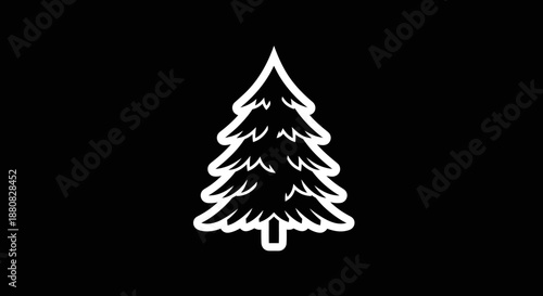 Simple Christmas Tree Icon Design.