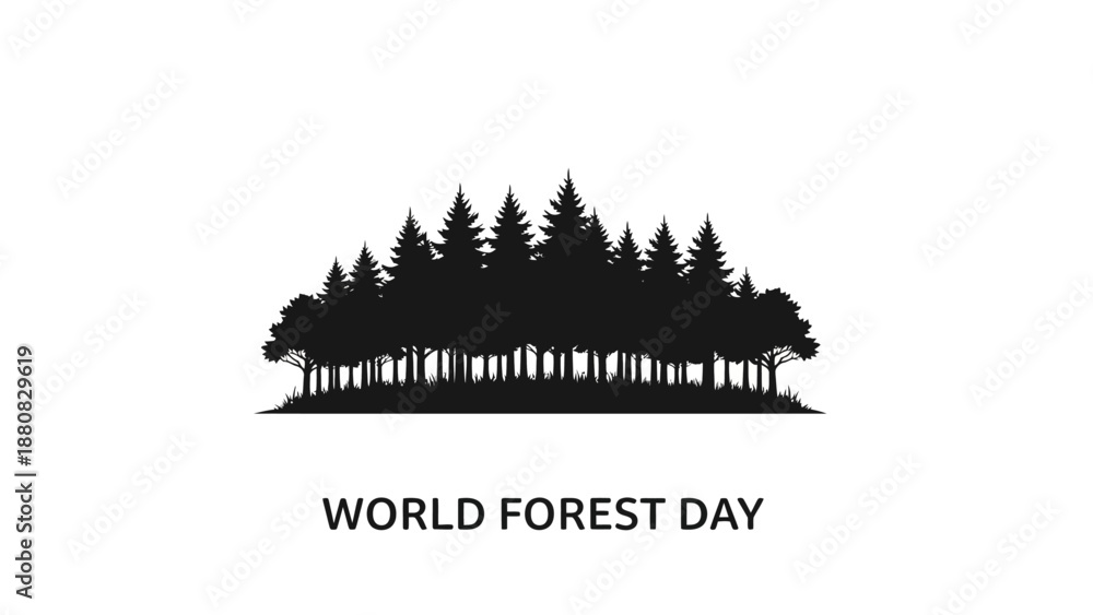 Obraz premium Silhouette Forest Trees World Forest Day.