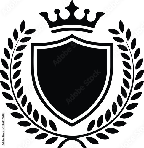 crest laurel wreath shield crown monogram emblem heraldry vector