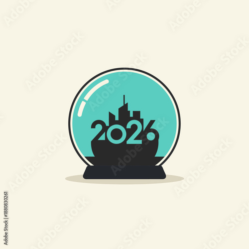 urban development 2026 concept inside a clear globe symbolizing future city planning economic outlook and strategic business goals.