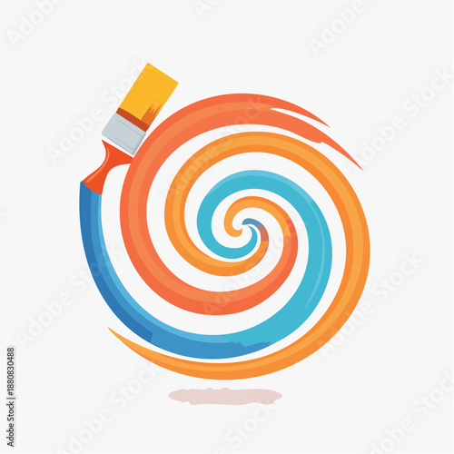 Spirale colorée avec pinceaux – illustration artistique dynamique et créative