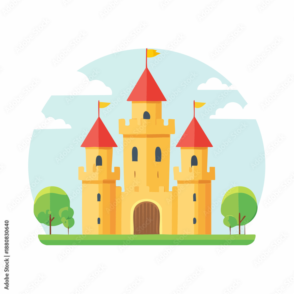 Fototapeta premium Château de conte de fées – illustration vectorielle colorée et enfantine