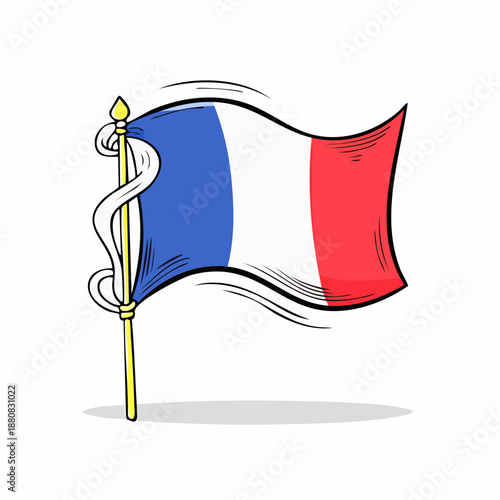 Drapeau français flottant – illustration vectorielle du drapeau tricolore bleu blanc rouge