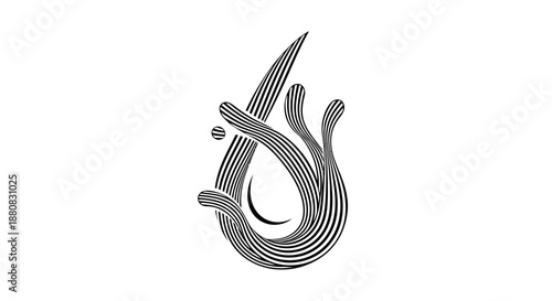 Black and white striped abstract shape.