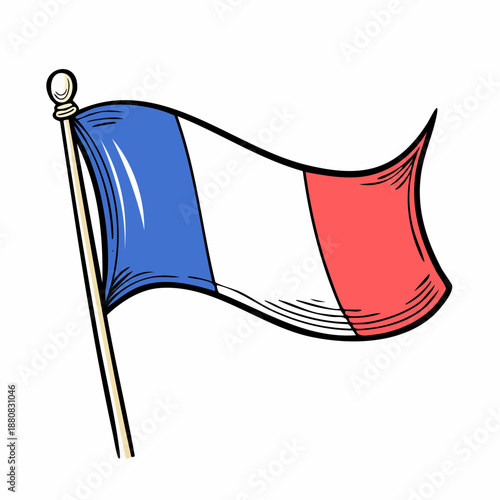 Drapeau français flottant – illustration vectorielle du drapeau tricolore bleu blanc rouge