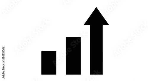 Black bar chart with rising arrow.