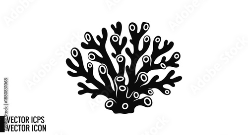 Black Coral Reef Vector Icon Graphic.