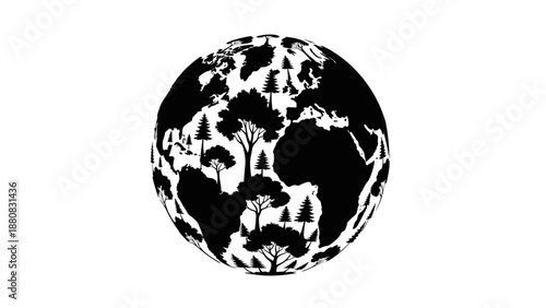 Black and White Globe Illustration.