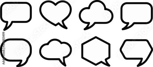 speechbubble set of eight speech and chat bubble outline icons