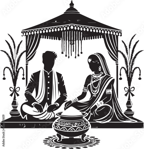 Zen vector illustration of a traditional Japanese woman sitting in a lotus meditation pose at a Buddhist temple in the morning for yoga health and relaxation