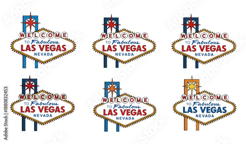 Las Vegas Welcome Sign Vector Illustration Set