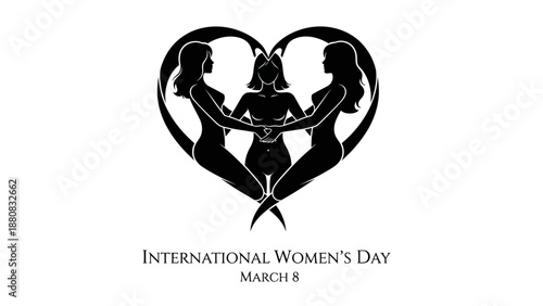 International Womens Day Silhouette Heart Illustration.