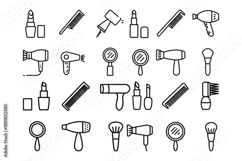 Beauty Salon and Cosmetic Grooming Icons for Fashion and Haircare