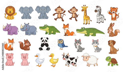Cartoon Animal Characters Mega Vector Bundle