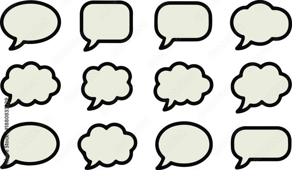 Fototapeta premium bubble comic dialog and chat icon pack vector set