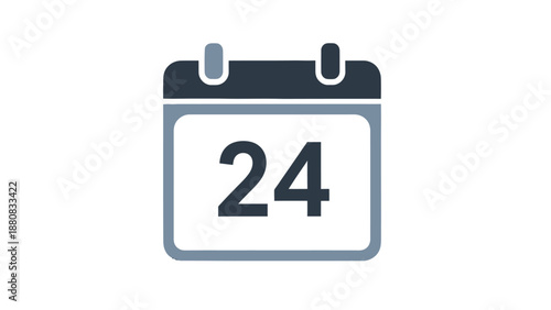Calendar icon with date 24 for scheduling and planning, flat vector design