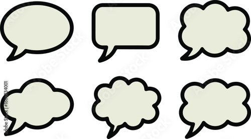bubble dialog shapes outline icons for comics chat and design