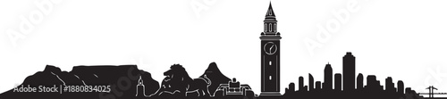 Cape town skyline silhouette, panorama