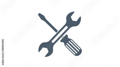 Repair tool icon with wrench and screwdriver for maintenance and fixing, flat vector symbol