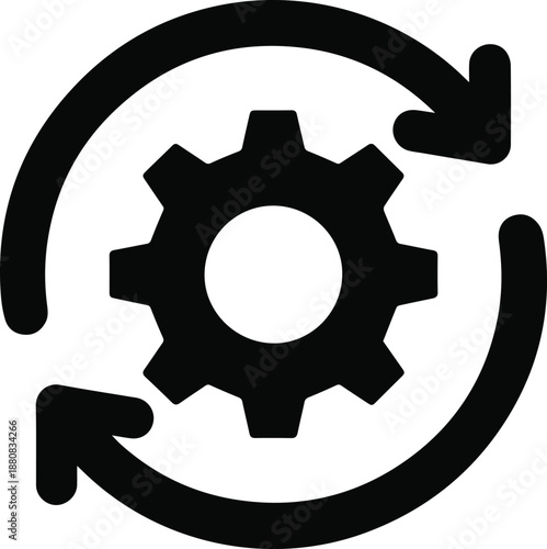 settings gear symbol with clockwise arrows representing system update