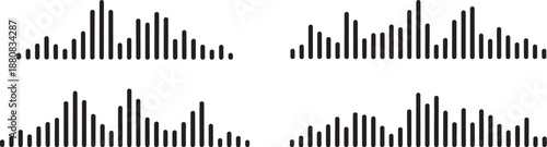 Digital Audio Waveform and Sound Frequency Bars Vector Illustration Set