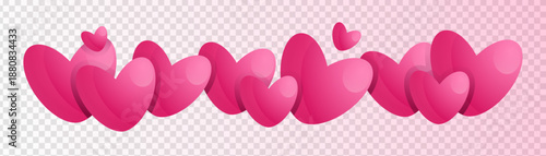 Pink hearts vector illustration. Valentine's day, love, romance, passion, romantic, heart. Decorative gradient element for design, clipart, banner, wedding, holiday. Isolated on a png background.