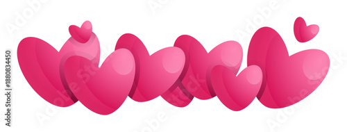 Pink hearts vector illustration. Valentine's day, love, romance, passion, romantic, heart. Decorative gradient element for design, clipart, banner, wedding, holiday. Isolated on a white background.