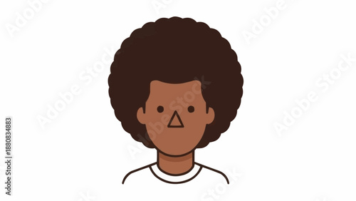 Cartoon illustration of a young man with an afro hairstyle.