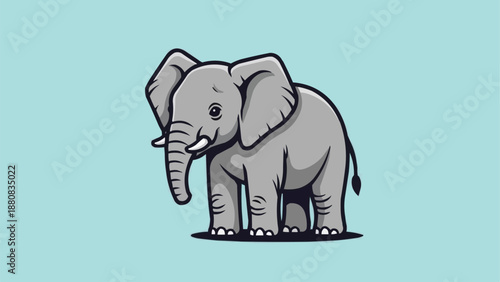 Cute cartoon elephant illustration with big ears and tusks.