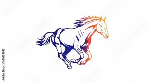 Dynamic illustration of a galloping horse with vibrant gradient colors.