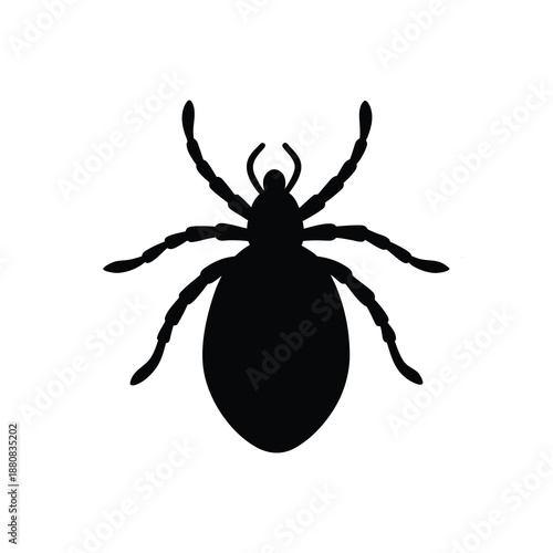 Parasitic tick silhouette isolated on white background, disease carrier insect vector illustration