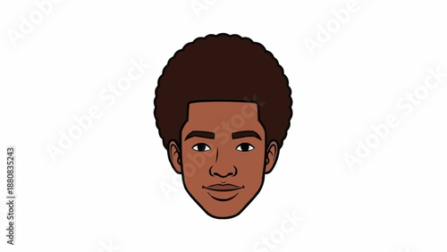 Illustration of a young black man with an afro hairstyle.
